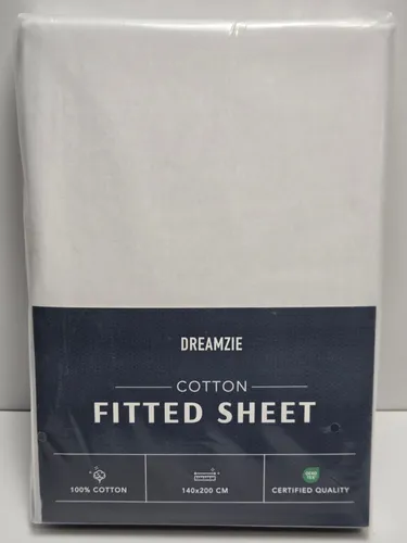 Dreamzie Spannbettlaken 140x190/200 cm – Baumwolle – Weiß – Jersey (1008 E1+)
