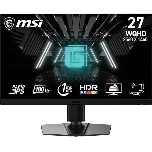 MSI G272QPF E2 27 Zoll WQHD Gaming Monitor - 180 Hz, 1ms Reaktionszeit - Gaming Monitor mit 2560 x 1440 Rapid IPS Panel, 125% sRGB Farbumfang und Adaptive-Sync für ein flüssiges Spielerlebnis.