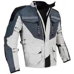 Alpha Speeds Motorradjacke Herren Motorrad Textiljacke Biker Wasserdicht Jacke (CUSTOM EDITION, inklusive Protektoren, Trennbare Reflektierende Patches) Trennbare Steppinnenfutter: All Season, Off-White/Taupe Grau XS