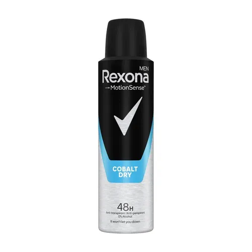 REXONA MEN MotionSense COBALT DRY 48h Anti-Perspirant Spray - Deo mit MotionSense-Technologie für langanhaltenden Schutz und Frische bis zu 48 Stunden, ideal für aktive Männer.