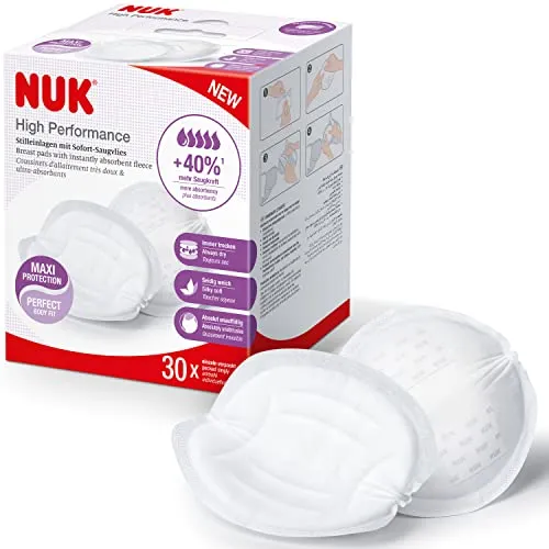 NUK High Performance Disposable Breast Pads, Nursing Pads for Breastfeeding, 30 Count