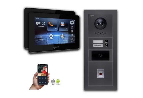 Goliath IP Video-Türsprechanlage mit Fingerprint - Moderne 7-Zoll IP-Video-Türsprechanlage für 2-Familienhäuser: Bietet Sicherheit und Komfort mit Fingerabdruck-Scanner und App-Steuerung. Hochauflösende Bilder und einfache Kommunikation mit Besuchern.