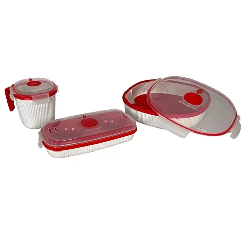 Snips - Microwave Frischhaltedosen Set 3, Mikrowelle Vorratsdosen mit Deckel - Dampfgarer für Mikrowelle 2L, Eierkocher und Suppentasse Tasse Mug Mikrowellenschüssel, Mikrowellenbehälter Made in Italy