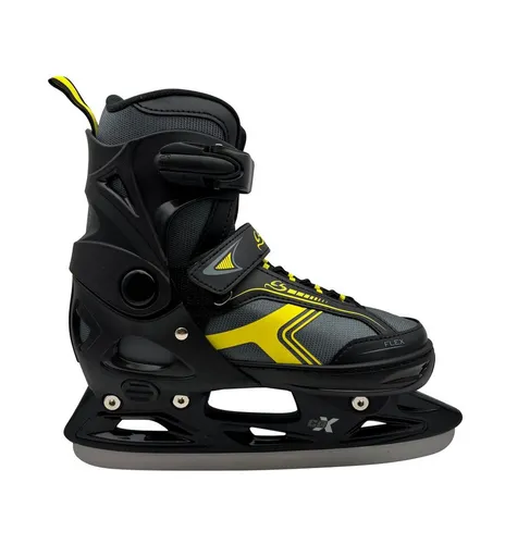 Cox Swain Schlittschuhe POLAR – Verstellbar in Grau/Yellow - Schlittschuhe mit Softboot, größenverstellbar (M 37-40) und Edelstahlkufen für optimalen Komfort und Sicherheit auf dem Eis.
