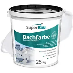 Superbau Dachfarbe Weiß 25kg - Wasserfeste Fassadenfarbe für optimalen Schutz - Fassadenfarbe, wasserfest und witterungsbeständig, ideal für Dächer und Außenanstriche. Perfekte Deckkraft und einfache Anwendung für Heimwerker und Profis.