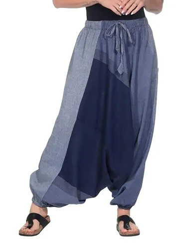 Kunst und Magie Unisex Haremshose OneSize - Hellblau - Bequeme Haremshose aus 100 % Baumwolle, ideal für Freizeit und Entspannung. Der dehnbare Bund mit Gummizug sorgt für perfekten Sitz und hohen Tragekomfort.