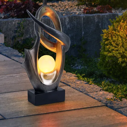 Moderne Solarleuchte für den Garten – Flammeneffekt in bronze - Wetterfeste Gartenlampe mit Crackle Glas und warmweißem LED Licht, ideal für stimmungsvolle Abende im Freien. Leuchtdauer bis zu 8 Stunden!