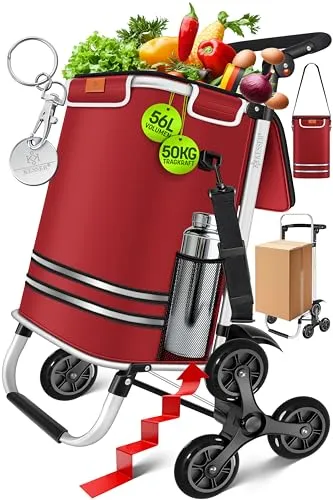 KESSER Einkaufstrolley mit Kühlfach, bordeaux - Einkaufstrolley mit Kühlfach, ideal für Stufen, belastbar bis 50kg – perfekt für Einkäufe und Ausflüge.