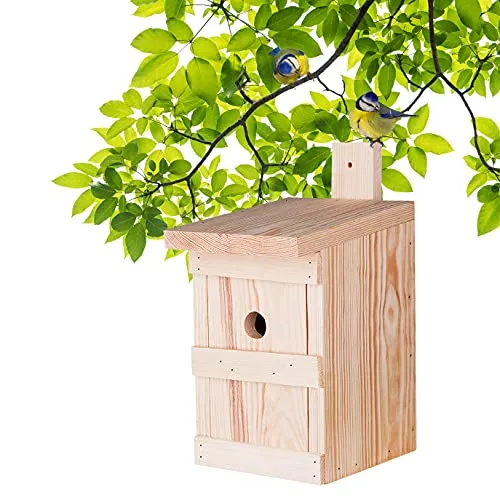 BigDean Nistkasten für Meisen & Kleinvögel - Handgefertigtes Vogelhaus aus Massivholz 27x17x17cm - Ideal für Singvögel in Ihrem Garten: Dieser robuste Nistkasten aus 2 cm dickem Holz bietet Meisen und anderen Kleinvögeln ein sicheres Zuhause. Handgefertigt in Europa und wetterbeständig für alle Jahreszeiten.