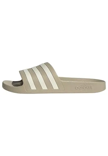 adidas Unisex Adilette Aqua Slides Sandal, Khaki Three/off white/off white, 44.5 EU