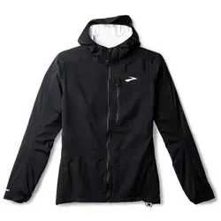 Brooks Herren High Point Waterproof Jacket 2.0 schwarz - Funktionsjacke aus wasserdichtem, atmungsaktivem Material mit Belüftungsöffnungen für optimale Atmungsaktivität – perfekt für Trail Running und einfach zu verstauen.