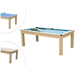 Vente-unique Multifunktionstisch Billard & Tischtennis Balthazar - Blau - Pool-Billardtisch, vielseitig als Billard-, Esstisch und Tischtennisplatte nutzbar. Inklusive Spielzubehör für sofortigen Spielspaß. Maße: 213 x 112 x 81,5 cm.