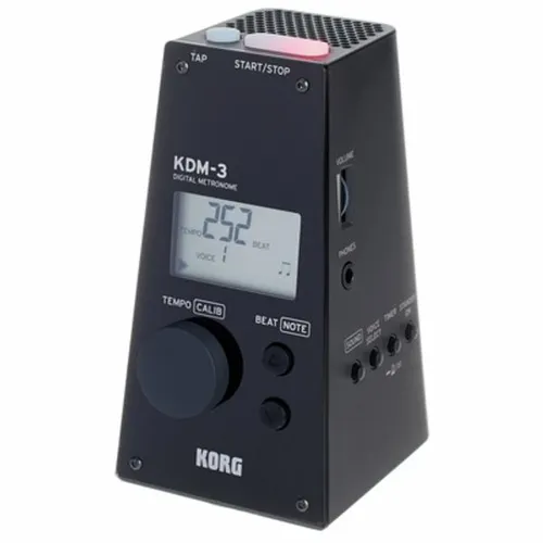 KORG KDM3 Metronom - Digitales Metronom in elegantem Design, ideal für Musiker mit 19 Taktarten und integrierter Stimmgerät-Funktion, batteriebetrieben für 120 Stunden Laufzeit.