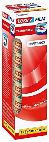 tesa tesafilm transparent - Transparentes Klebeband mit starker Haftung - alterungsbeständig und reißfest - 10 m x 19 mm - 8er Pack