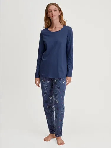 Schlafanzug CALIDA "Fruity Dreams" für Damen - Nachtwäsche in cobalt blau aus 100% Baumwolle, atmungsaktiv und besonders weich für optimalen Komfort während der Nacht.