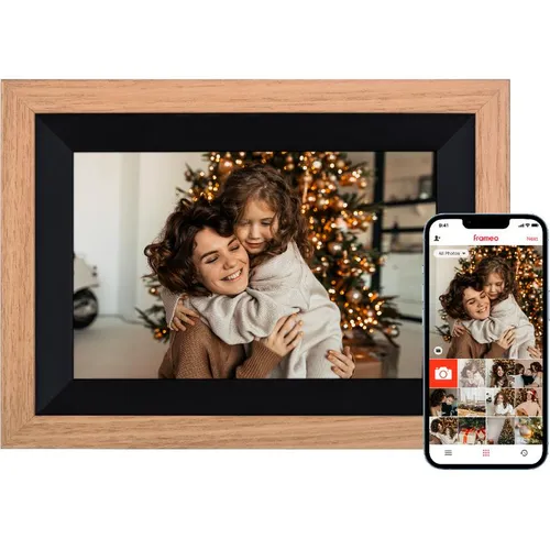 Rollei Smart Frame WiFi 105 - 10.1 Zoll digitaler Bilderrahmen in braunem Holz, mit WiFi und Touchscreen für einfache Foto- und Videoübertragung