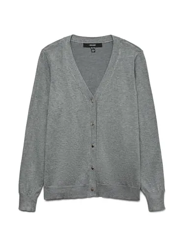 Vero Moda Strickjacke VMSILJE LS V-NECK CARDIGAN GA NOOS grau M (38) - Modische Strickjacke in Medium Grey Melange mit V-Ausschnitt, lockerem Schnitt und pflegeleichtem Material – perfekt für jeden Anlass.