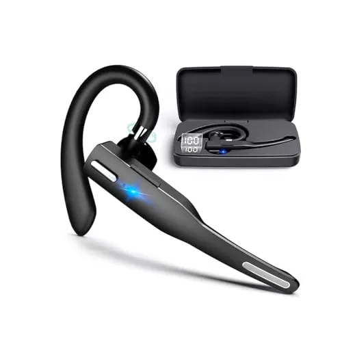 NK Wireless Bluetooth Headset 5.0 + 450 mAh Ladekoffer - Freisprech-Headset, Mikrofon, Clear Voice Pickup Technology, 100 mAh Akku; sehr leicht, Kompatibel mit Business/Office - iPhone und Android