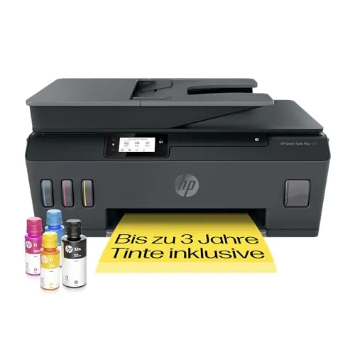 HP Smart Tank Plus 570 - Tintentankdrucker - Farbdrucker mit nachfüllbarem Tintentank für hohe Druckvolumen zu niedrigen Kosten, ideal für Zuhause und kleine Büros.