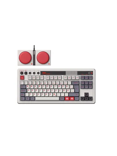 8BitDo Retro Mechanical Keyboard - N Edition ISO (QWERTZ) - Grau - Retro Gaming Tastatur mit 87 Tasten, Kailh Box Switch V2 und Hot-Swap-fähiger PCB. Genießen Sie vielseitige Verbindungsmöglichkeiten und programmierbare Tasten für individuelles Gaming.