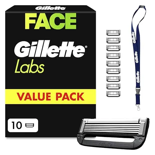 Gillette Labs Rasierklingen für Männer, 10 Ersatzklingen, inkl. Schlüsselanhänge