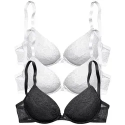 petite fleur Push-up-BH (Packung, 3 Stück) mit Bügel und herausnehmbaren Kissen, Dessous schwarz|weiß 75