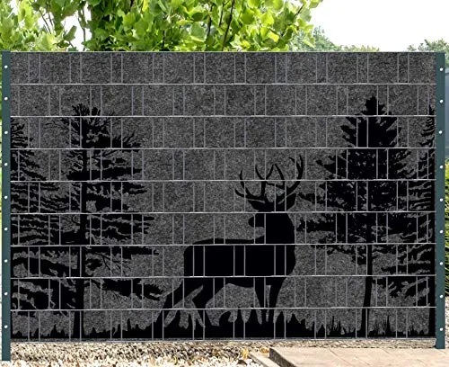Zaundruck Melange Florenz Forest 3 - Sichtschutzstreifen für Doppelstabmattenzaun - Dekorative Zäune, nachhaltig aus recycelten PET Flaschen, hohe UV-Beständigkeit und einfache Montage ohne Werkzeug!