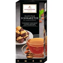Niederegger Marzipan Aromatisierter Schwarz Tee 25 Doppelkammerbeutel - Aromatisierter Schwarzer Tee mit feinem Marzipan-Geschmack, ideal für entspannende Momente. 25 Doppelkammerbeutel für einen besonderen Trinkgenuss.