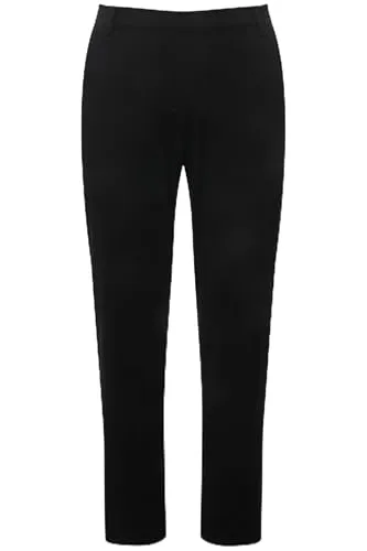 Ulla Popken Damen Chino Schlupfhose, schwarz, 45W / 32L - Damen-Hosen mit hochwertiger Garment-Dyed-Färbung und teilelastischem Komfortbund für optimalen Sitz und Tragekomfort, ideal zum schnellen Hineinschlüpfen.