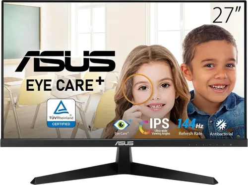 ASUS 27" VY279HGE Gaming Monitor - 1920x1080 FHD, 144Hz IPS, 1ms Reaktionszeit - FreeSync Premium für ruckelfreies Gaming und augenschonendes Erlebnis
