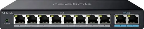 Reolink RLA-PS1 PoE-Switch mit 10 Ports - Netzwerk-Switch mit 120 W Gesamtleistung, ideal für Videoüberwachung und sichere Netzwerkinfrastrukturen.