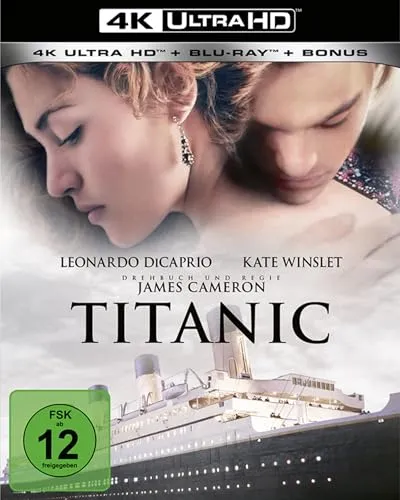 Titanic - 4K Remastered (4K Ultra HD) (+ Blu-ray) [3 Discs] - Klassiker der Filmgeschichte in atemberaubender 4K-Qualität, ideal für Filmfans und Sammler, freigegeben ab 12 Jahren.