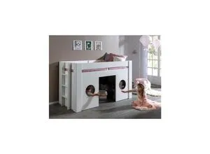 Freya halbhohes Bett 90 x 200 cm - Kinderzimmermöbel mit abenteuerlichem Design, hochwertigem MDF und stabilen Füßen für hohe Standfestigkeit - ideal für ein kreatives Spielumfeld.