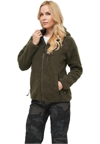 Brandit TEDDYFLEECE Jacke mit Kapuze - Damen Winterjacke - Funktionsjacken mit hochflorigem Teddy-Fleece, ideal für Outdoor-Aktivitäten. Hohe Wärmeleistung und atmungsaktives Innenfutter sorgen für Komfort in der kalten Jahreszeit.