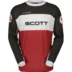 Scott 450 X-Plore Swap Motocross Jersey, schwarz-rot, Größe S - Motocross-Jersey aus strapazierfähigem Stretch-Polyester mit belüftetem Mesh-Einsatz für optimale Luftzirkulation und Komfort beim Fahren.
