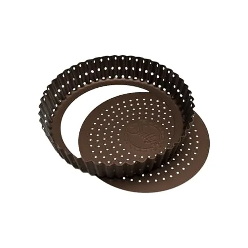 Sallys Tarteform mit Hebeboden - 20 cm Durchmesser - Ideal für Tarte und Quiche: Die perforierte Antihaftform sorgt für gleichmäßiges Backen und knusprige Böden. Robuster Karbonstahl garantiert Langlebigkeit. Leichtes Entnehmen und einfache Reinigung machen das Backen zum Vergnügen.