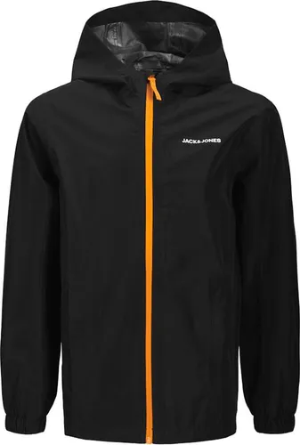 JACK & JONES JUNIOR Jjeflynn Rain Jacket Sn Jnr, Black - Jacke für Jungen mit Kapuze, ideal für nasses Wetter und stylisch zugleich.