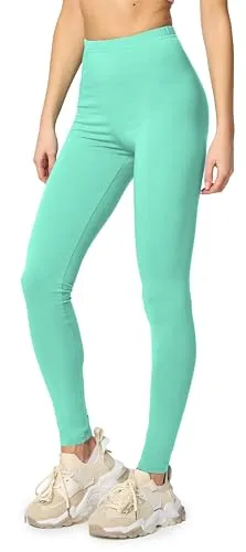 Merry Style Damen Leggings Baumwolle für das ganze Jahr bequeme Leggings Blickdicht Damen Ideal für Yoga Sport Gym und Freizeit MS10-198 (Minze,M)