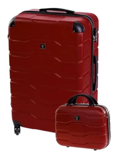 Reisekoffer BERTOO Firenze - Rotes 2-in-1-Set 3XL - Hochwertiges 2-in-1 Reisekoffer-Set von BERTOO, bestehend aus einem 3XL Koffer und Kosmetikkoffer. Robustes ABS-Material, komfortabler Tragegriff und vier abnehmbare Rollen für einfaches Reisen.