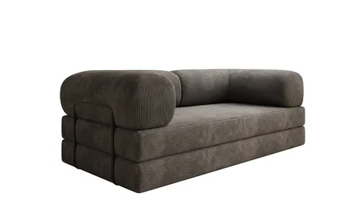 Luxusbetten24 Sofa Designer Sofa Lazy 3 Sitzer, mit Aufklappfunktion und Cordbezug grau