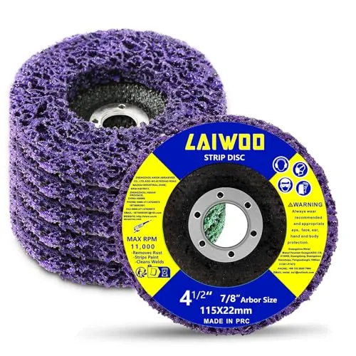 LAIWOO CSD Scheibe Schleifscheibe, Lila Reinigungsscheibe Set, Grobreinigungsscheibe Nylongewebescheibe Lackentfernung Rost für Winkelschleifer (5 Stücke - 115 * 22mm)