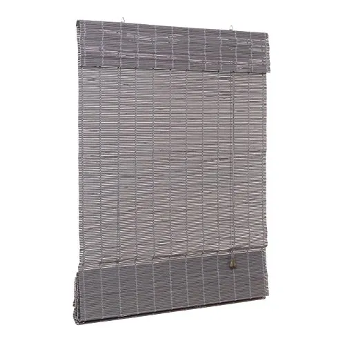 Ventanara® Raffrollo Bambus 110 x 220 cm - Grau - Raffrollo aus 100% echtem Bambus, individuell einstellbare Lichtregulierung und einfache Montage. Ideal für stilvolle Fensterdekoration.
