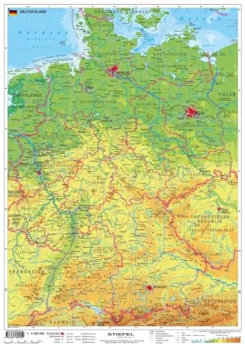 Deutschland physisch: Handkarte
