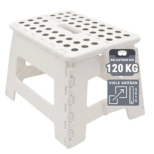 ZOLLNER Klappbarer Tritthocker - Tritthocker aus 100% Kunststoff, bis ca. 120 kg belastbar, ideal für vielseitige Einsätze im Haushalt und leicht zu transportieren.