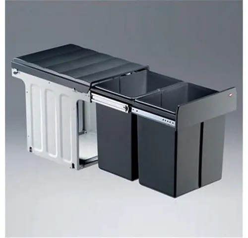 WESCO Mülleimer 887911-11 Profiline Double-Master-Maxi 40 DT - Praktischer WESCO Mülleimer mit zwei Fächern für eine einfache Mülltrennung, ideal für Küche und Haushalt.