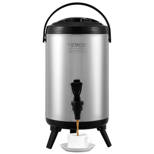 VEVOR Heiß- und Kaltgetränkespender 7,6 L - Großküchentechnik mit geräumiger Kapazität für Kaffee, Wasser und Saft. Robustes Edelstahl-Design mit präziser Zapfensteuerung und Tragegriff – ideal für Cafés und Bars.