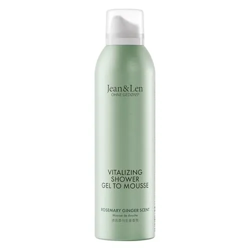 Jean & Len Vitalizing Shower Gel To Mousse Rosemary & Ginger, mit Mandel-, Jojoba- und Babassuöl, für ein duftendes Reinigungserlebnis, für normale Haut, Duschschaum, ohne Parabene & Silikone, 200 ml