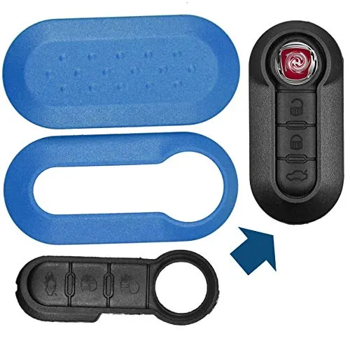 Auto Schlüssel Set Schale Cover Blau + Tastenfeld für FIAT 500 Punto Doblo