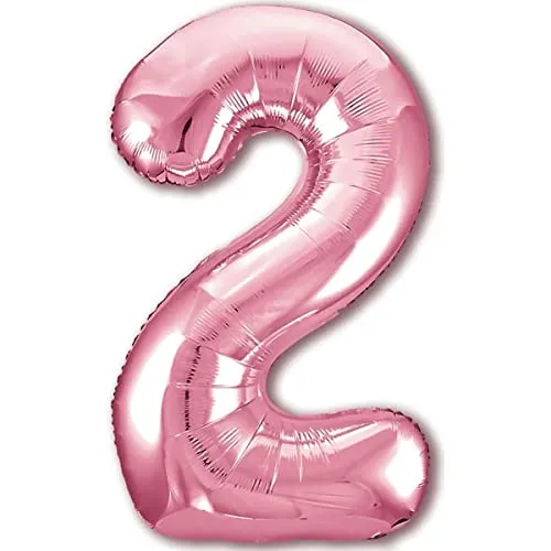 Luftballon 2. Geburtstag Zahl 2 Rosa XXL Riesen Folienballon 100cm Geburtstagsdeko Mädchen Ballon Zahl Deko zum Geburtstag. Fliegt mit Helium.
