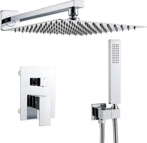 Moderne Namuoto Unterputz Regendusche Duscharmatur Set mit Handbrause - Duscharmaturen & Thermostate – Hochwertiges Unterputz Duschsystem mit eleganter Chrom-Oberfläche für ein luxuriöses Duscherlebnis.